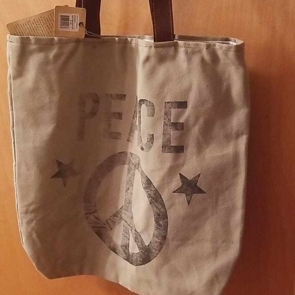 Mona B. canvas peace tote bag. NWT.